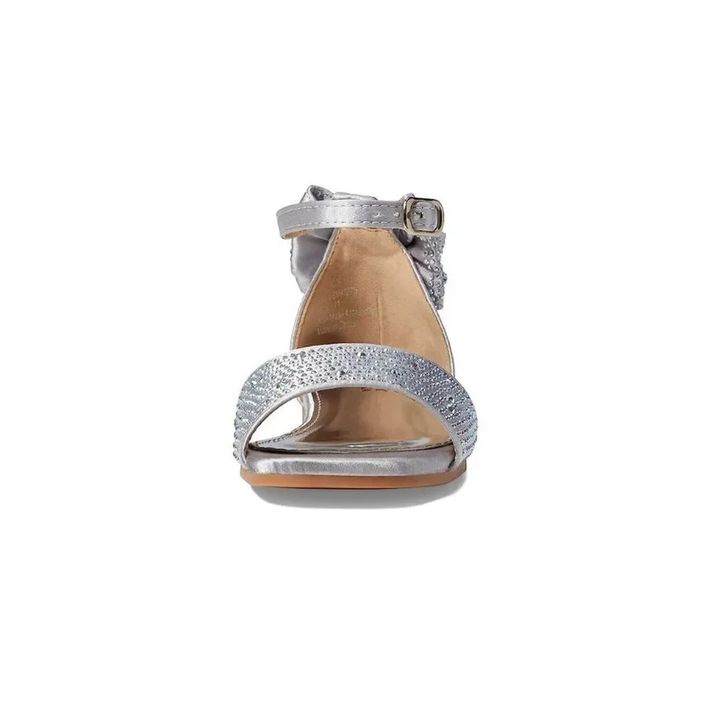 Badgley Mischka Kids Ericka Flat Sandal Rhinestone Bow Dress Shoes Girls 13